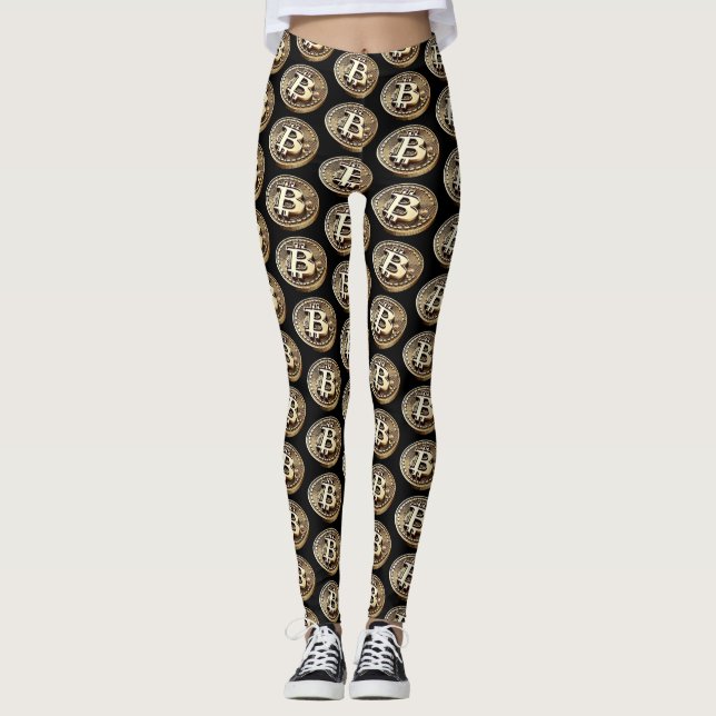 Golden Bitcoin Digital Cash Kryptowährung Leggings (Vorderseite)