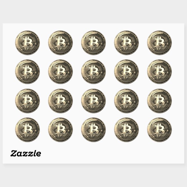 Golden Bitcoin Runder Aufkleber (Blatt)