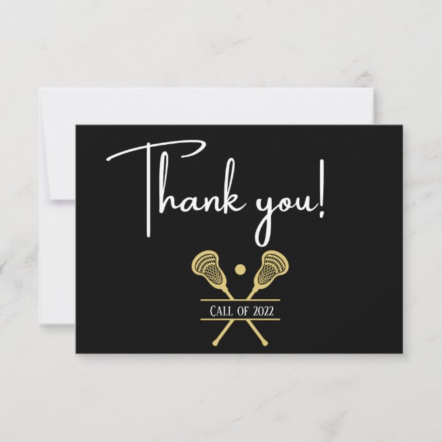 Golden Black and White Lacrosse Sport Vielen Dank  Dankeskarte (Vorderseite)
