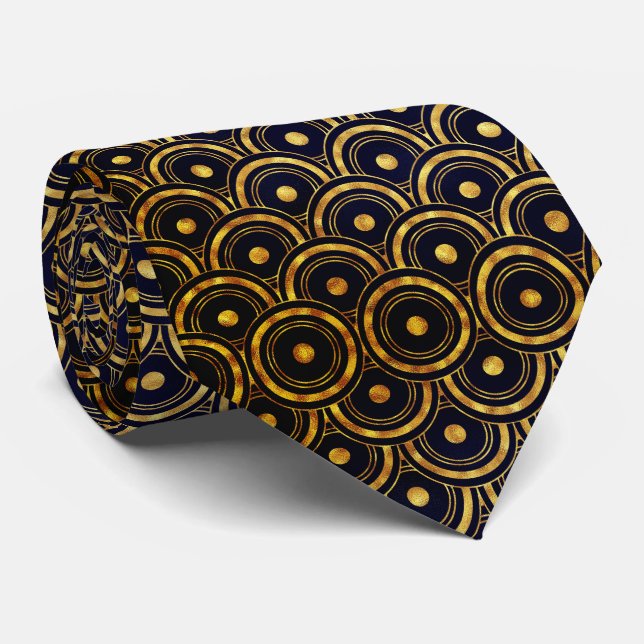 Golden&Black Art-Deko umkreist Neck Tie Krawatte (Gerollt)