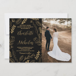 Golden Black Art Hochzeit Einladung mit Foto