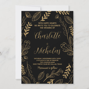 Golden Black Art Hochzeit Einladungen