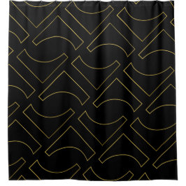 Golden Black Chic Geometric Minimal Duschvorhang