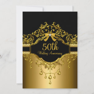 Golden & Black Damask 50 Jahre Einladung