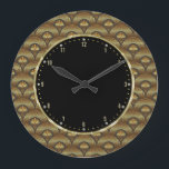 Golden & Black Geometric Art Deco Waves Große Wanduhr<br><div class="desc">Gold tönt geometrische Art-Deko abstrakte Wellen nahtlos Muster. Wenn Sie Hilfe bei der Anpassung eines meiner Designs benötigen,  kontaktieren Sie ArtOnWear Designer. Kostenlose Textformatierung mit Live-Hilfe auf Anfrage.</div>