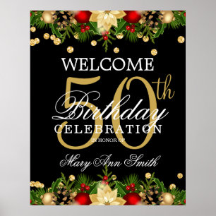 Golden & Black Holiday 50. Geburtstag Willkommen Poster