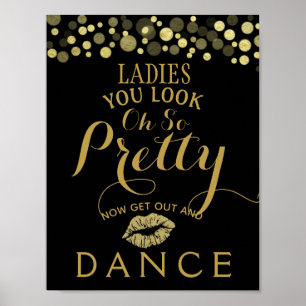 Golden & Black Ladys BATHROOM Hochzeitszeichen Poster