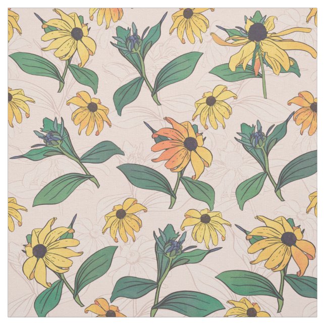 Golden Black-Mit Augen Daisy Blume Stoff (Muster)