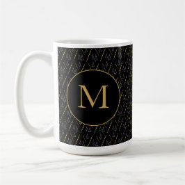 Golden Black Modern Monogram Kaffeetasse