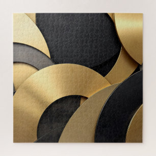 Golden & Black Overlapping Geometrie Abstrakt