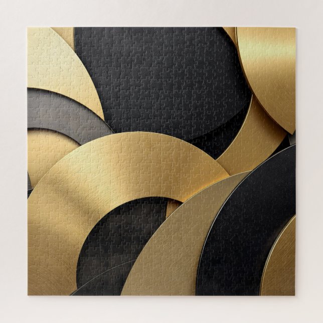 Golden & Black Overlapping Geometrie Abstrakt (Vertikal)