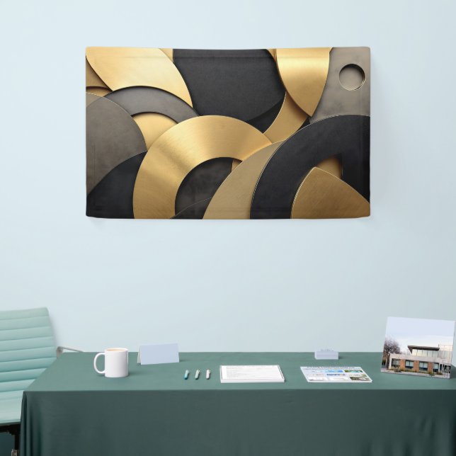 Golden & Black Overlapping Geometrie Abstrakt Banner (Messeveranstaltung)