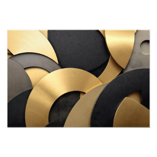 Golden & Black Overlapping Geometrie Abstrakt Fotodruck