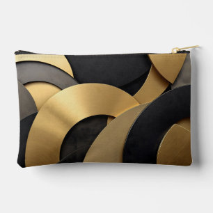 Golden & Black Overlapping Geometrie Abstrakt Zubehörtasche