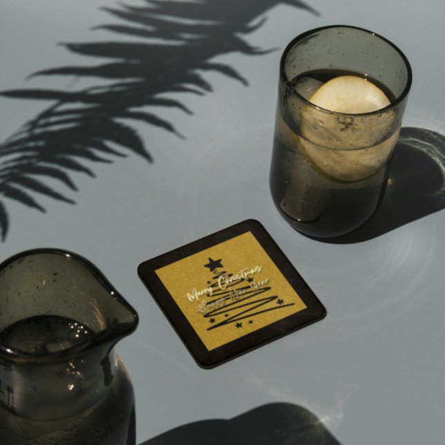 Golden Black Paper Coaster Rechteckiger Pappuntersetzer (Von Creator hochgeladen)