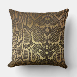 Golden Black Python Snake Skin Kissen