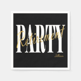 Golden & Black Retirement Party, Custom Napkins Serviette