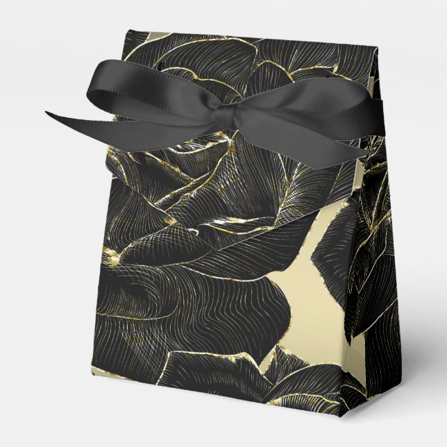 Golden & Black Rose Glam Elegantes Party Geschenkschachtel (Vorderseite)