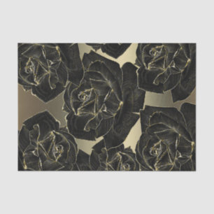 Golden & Black Rose Glam Elegantes Party Seidenpapier
