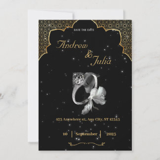 Golden, black, white dark nuit thème Invitation