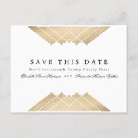 Golden Black & White Geometric Gatsby Save the Dat