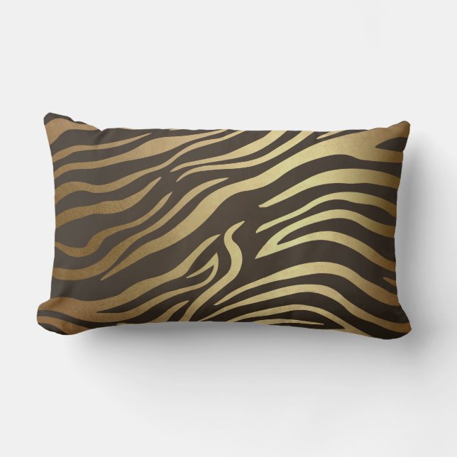 Golden Black Zebra Safari Lendenkissen (Vorderseite)