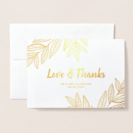 Golden Blätter Liebe & Danke Hochzeitsstift Foto Folienkarte