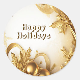 Golden Blätter Weihnachtsaufkleber Runder Aufkleber