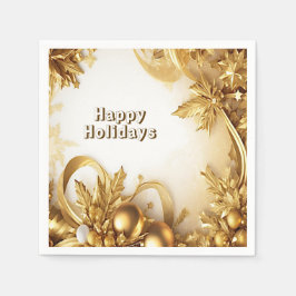 Golden Blätter Weihnachtsbuch Napkin Serviette