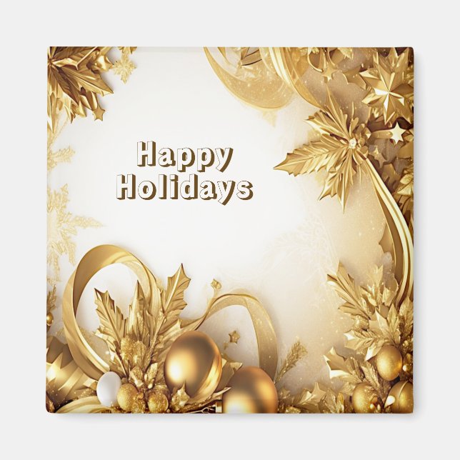 Golden Blätter Weihnachtsmagnet Magnet (Vorne)