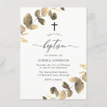Golden Blätter White Simple Cross Baptisse