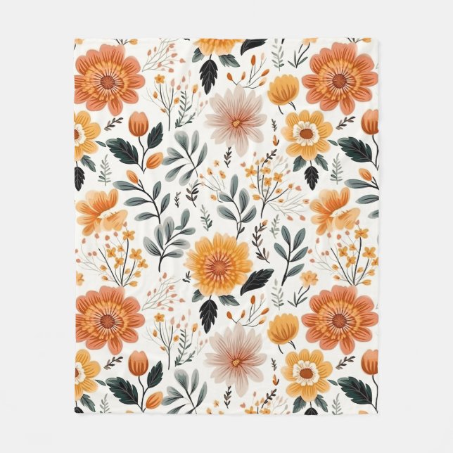 Golden Blogs Herbst Blumenmuster Fleecedecke (Vorderseite)