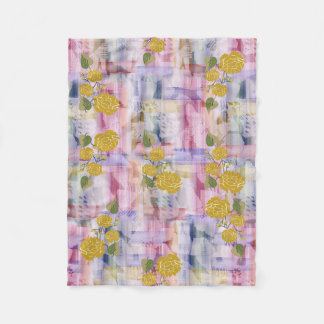 "Golden Bloom Abstrakt Elegante Fleecedecke