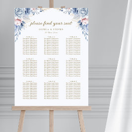 Golden Bloom: Blue & White Floral Wedding Poster