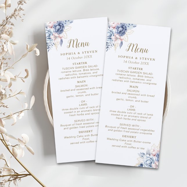 Golden Bloom: Blue & White Floral Wedding  Programm (Von Creator hochgeladen)