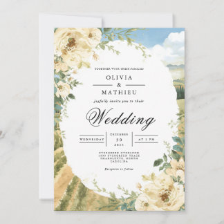 Golden Bloom Botanische Romantische Hochzeit Einladung