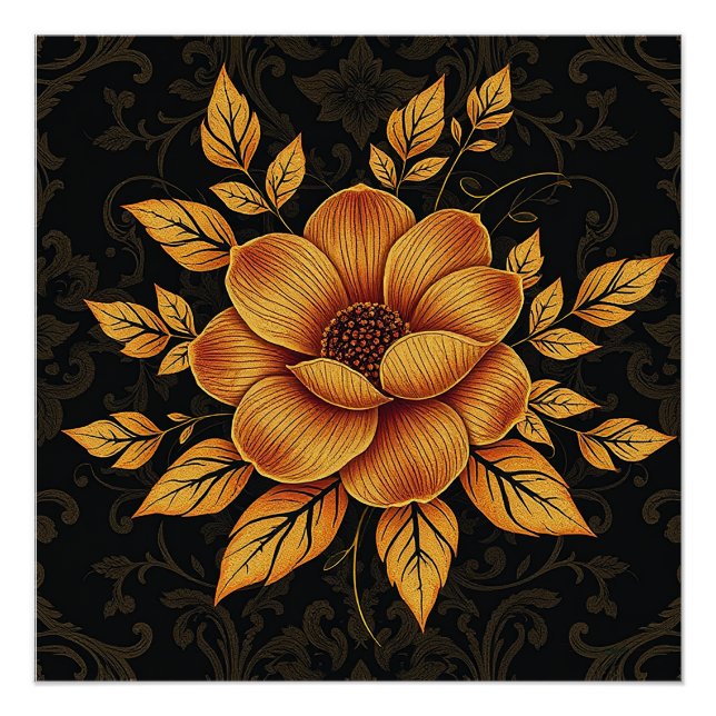 Golden Bloom Floral Poster (Vorderseite)