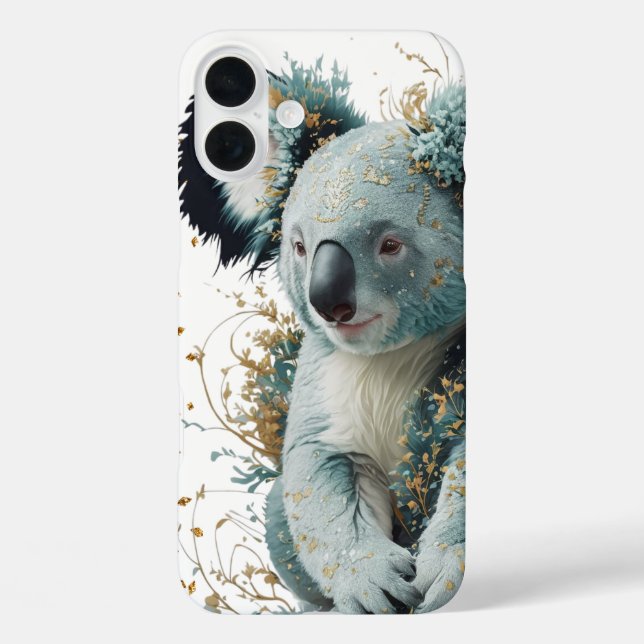 Golden Bloom Koala iPhone 16 Plus Hülle (Rückseite)