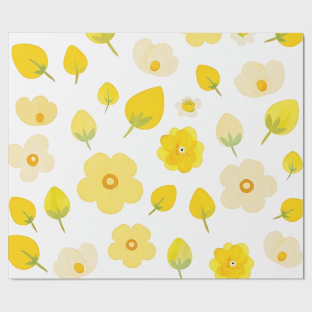 Golden Bloom Luxe Wallpaper Geschenkpapier (Flach)