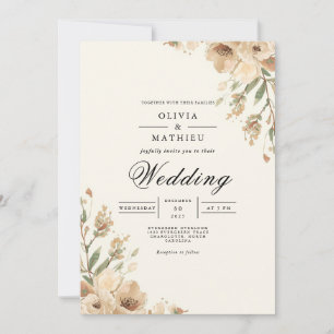 Golden Bloom Romance Wedding Einladung