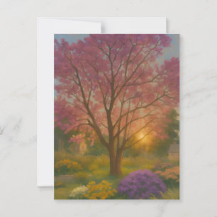 Golden Bloom - Sonnenuntergang Gemälde im Garten Postkarte