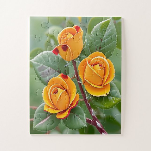 Golden Bloom Trio | Yellow Rose Botanical  (Vertikal)