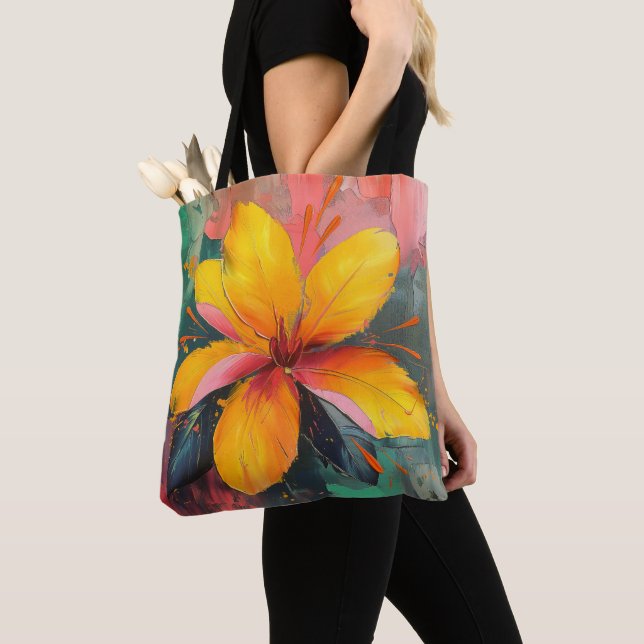 Golden Bloom – Vibrant Abstract Floral Expression Tasche (Von Nahem)