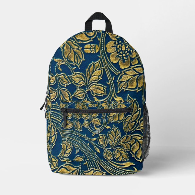 Golden Blossom Elegance  Bedruckter Rucksack (Vorderseite)
