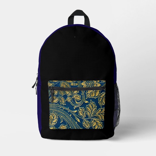 Golden Blossom Elegance  Bedruckter Rucksack (Vorderseite)