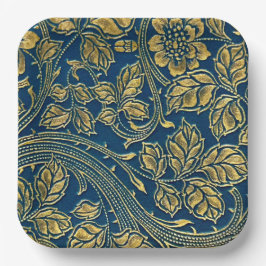 Golden Blossom Elegance Papierplatte Pappteller
