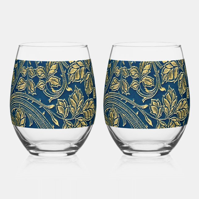 Golden Blossom Elegance  Weinglas Ohne Stiel (Vorderseite)
