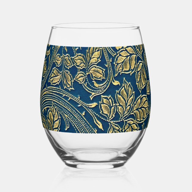 Golden Blossom Elegance  Weinglas Ohne Stiel (Vorderseite)