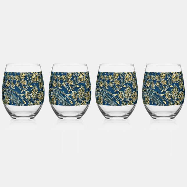 Golden Blossom Elegance  Weinglas Ohne Stiel (Vorderseite)