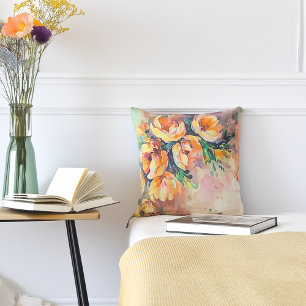 Golden Blossom Serenade Throw Kissen